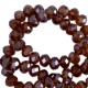 Top Facet kralen 8x6mm disc Russet brown-amber pearl shine coating